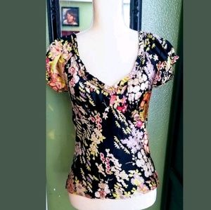 Vintage Betsey Johnson satin floral top